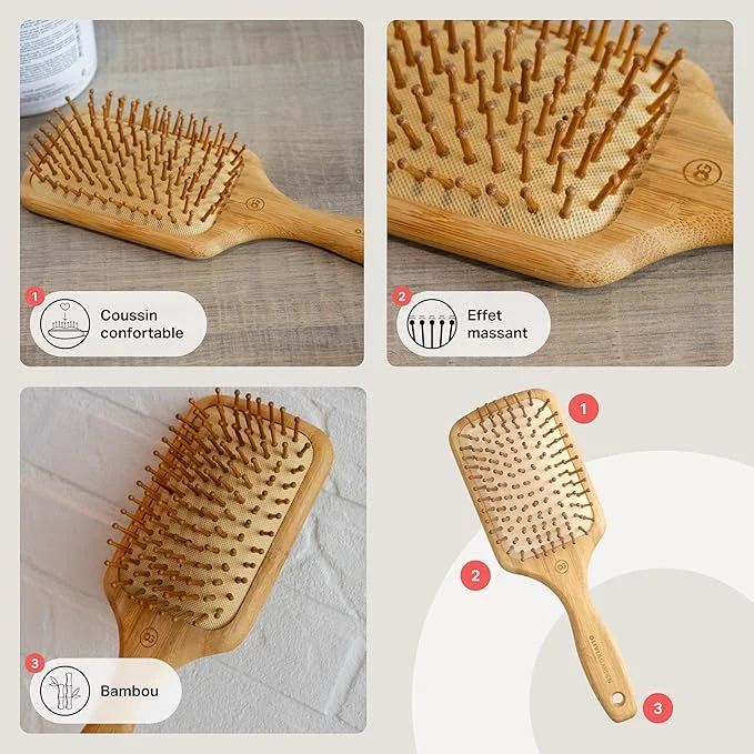 Olivia Garden Bamboo Touch Detangle Massage L - Eco-friendly Bamboo Brush for Gentle Detangling &amp;amp;amp; Scalp Massage